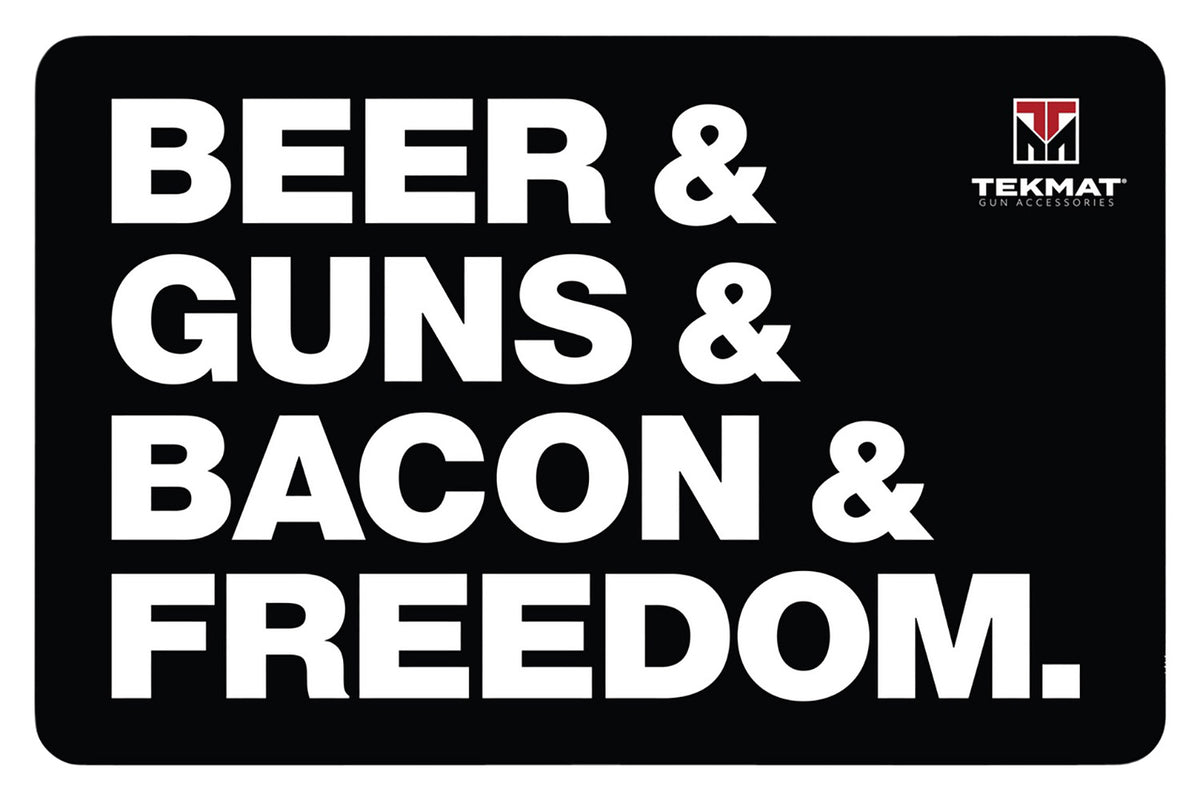 TekMat Novelty Beer Guns Bacon Freedom Cleaning Mat Black/White Rubber 11"x17"