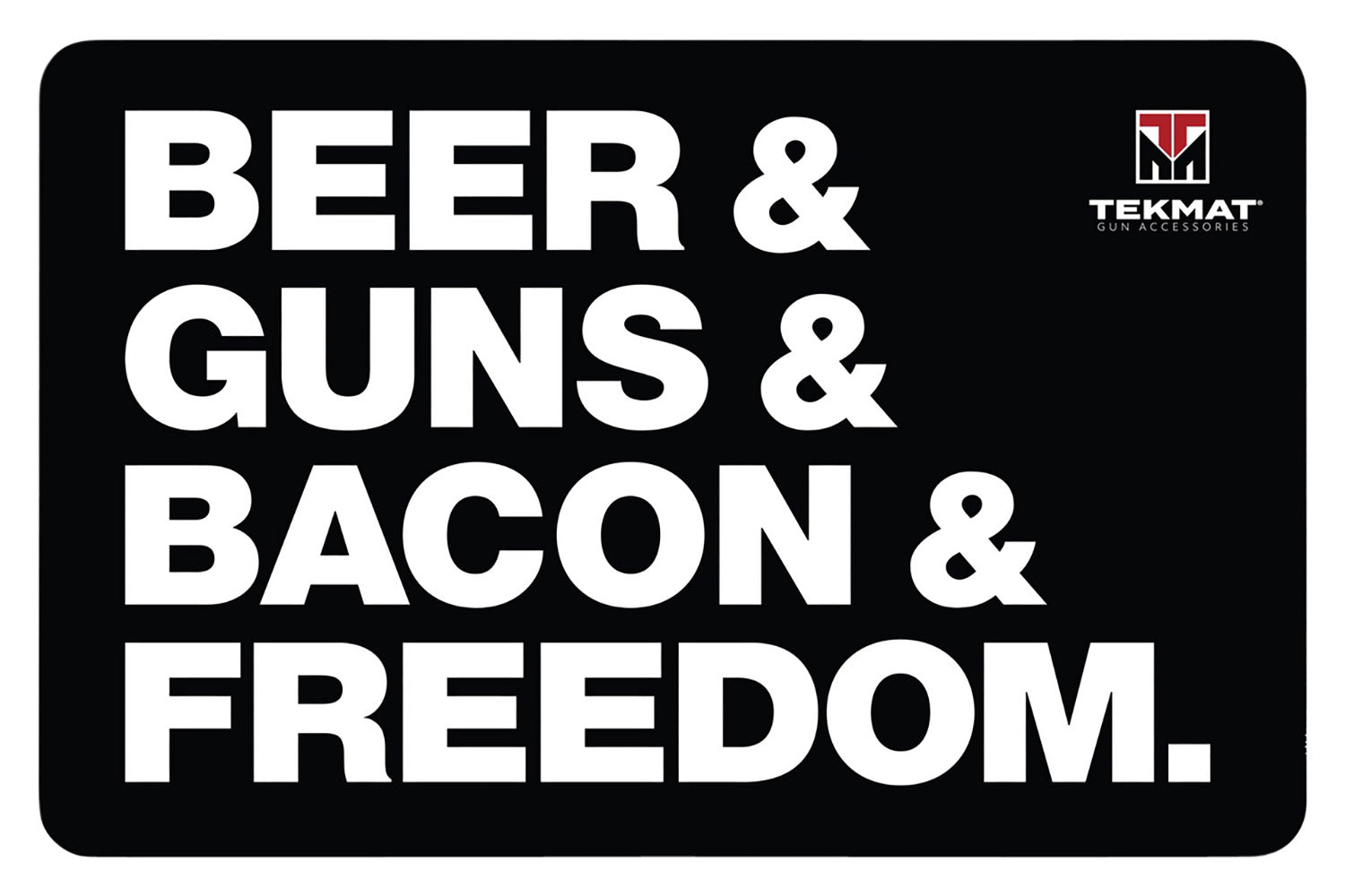 TekMat Novelty Beer Guns Bacon Freedom Cleaning Mat Black/White Rubber 11"x17"