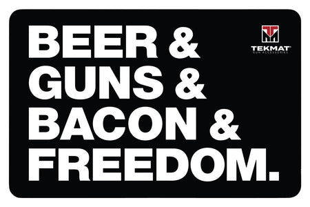 TekMat Novelty Beer Guns Bacon Freedom Cleaning Mat Black/White Rubber 11"x17"