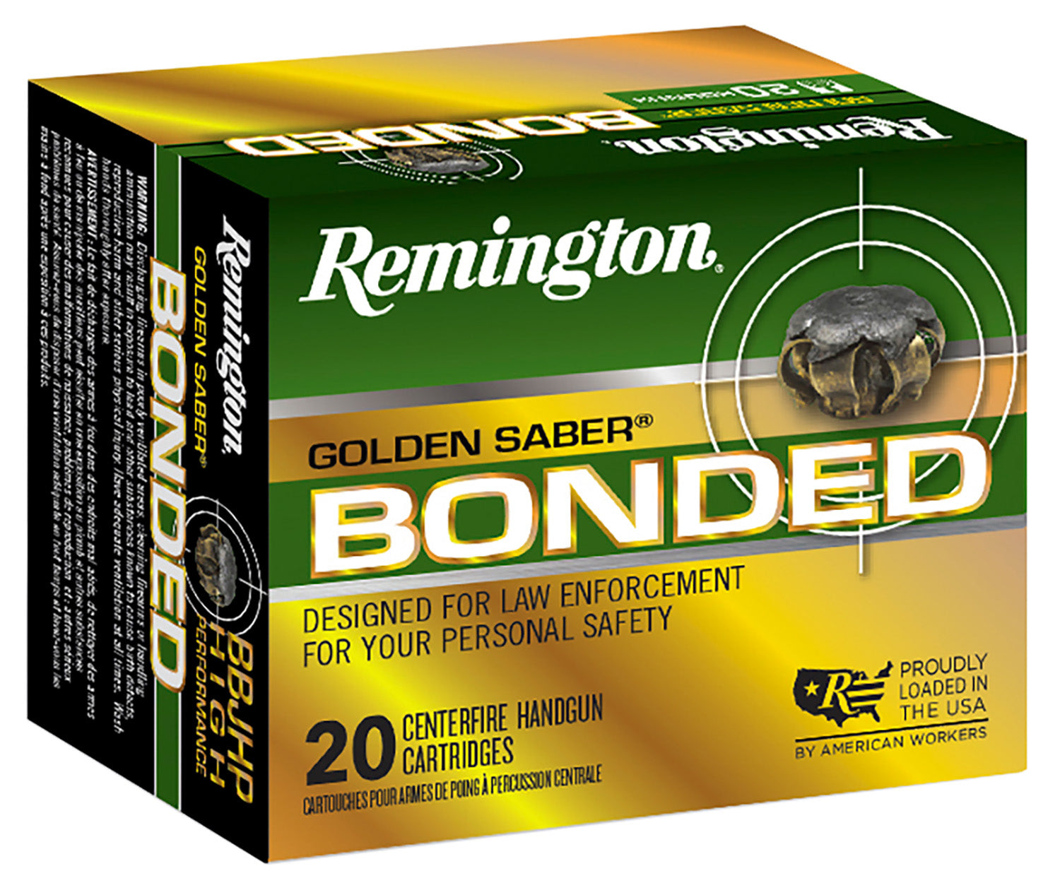 Remington Golden Saber Bonded Bonded Brass Jacketed Hollow Point 180 Grain 10mm Auto 1150 fps