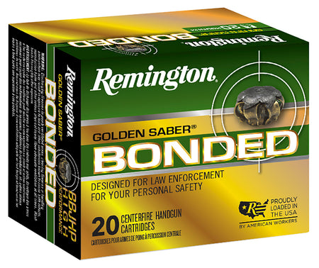 Remington Golden Saber Bonded Bonded Brass Jacketed Hollow Point 180 Grain 10mm Auto 1150 fps