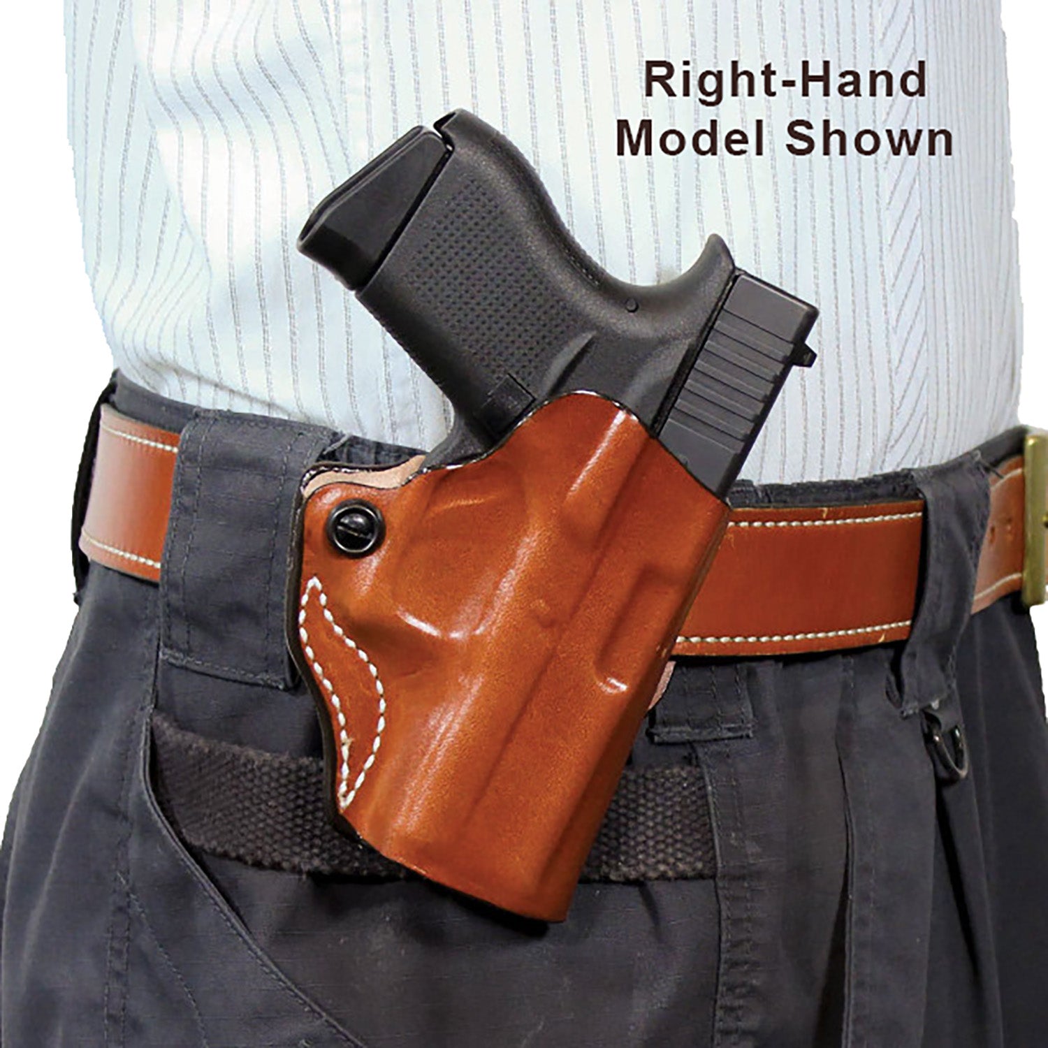 DeSantis Gunhide Mini Scabbard Tan Leather OWB Belt Slide Holster Springfield Prodigy 4.25" LH