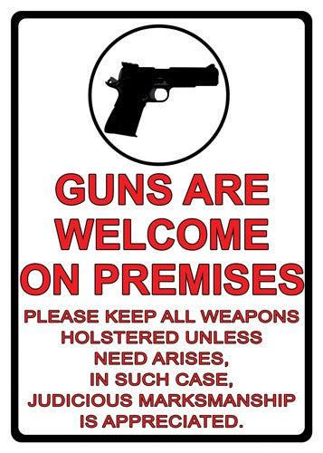 Rivers Edge Embossed 12"x17" Weatherproof Tin Sign Guns Are Welcome