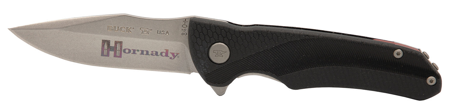 Hornady 99143 Folding Knife 420HC SS Blade Black GFN Handle Laser Engraved Logo with Pocket Clip Included