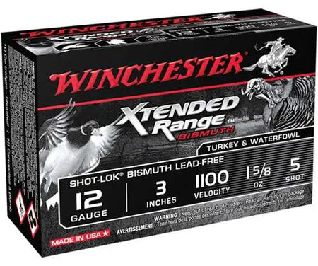 Winchester XTENDED RANGE BISMUTH Shot-Lok Bismuth Hunting Shotgun Ammo 12 Gauge 3 in 1-5/8 oz #5