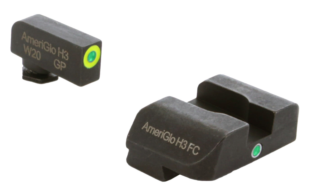 AmeriGlo GL301 Green Tritium LumiGreen Outline i-Dot Sight Set for Glock Pistols