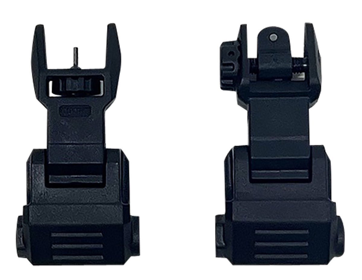 NcStar Picatinny High Profile Folding Iron Sight Set Black Polymer Adjustable Windage & Elevation