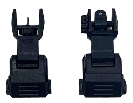 NcStar Picatinny High Profile Folding Iron Sight Set Black Polymer Adjustable Windage & Elevation