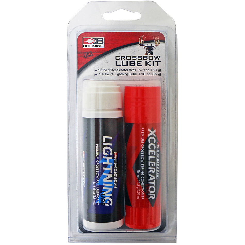 Bohning Crossbow Lube Kit with 1.18 oz Lightning Lube and 0.57 oz Xccelerator Wax