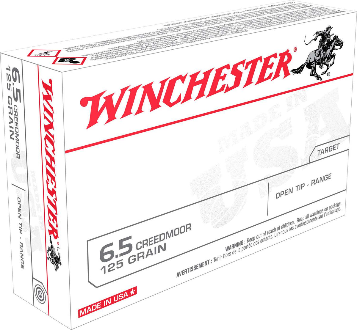 Winchester Ammo USA65CM USA 6.5 Creedmoor 125 gr Open Tip Range (OTR)