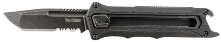 Kershaw Interstellar OTF Tanto Knife 2.70" Part Serrated 8Cr13MoV Steel, Black Glass-Filled Nylon Handle, Integrated Bottle Opener, Pocket Clip