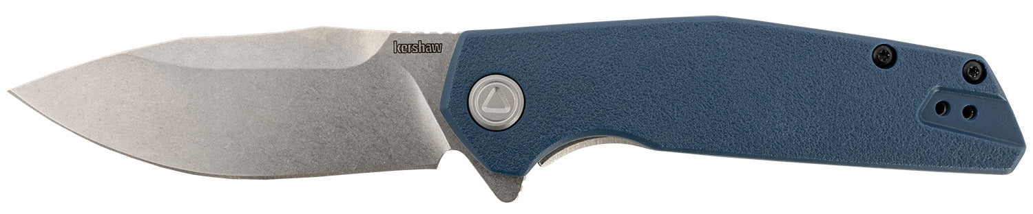 Kershaw Lucid Folding Pocket Knife 3.20" Plain Clip Point 8Cr13MoV Steel, Blue/Stonewashed Nylon Handle with Pocket Clip Included