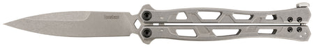 Kershaw Moonsault Balisong 4.60" Spear Point 14C28N Plain Blade, Stainless Steel Handle with Black-Oxide Hardware