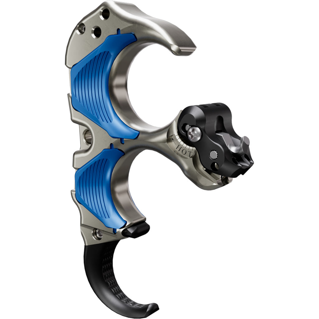 Tru Ball Aileron HBC Flex Medium 3-Finger Archery Release, Blue/Quick Silver Brass