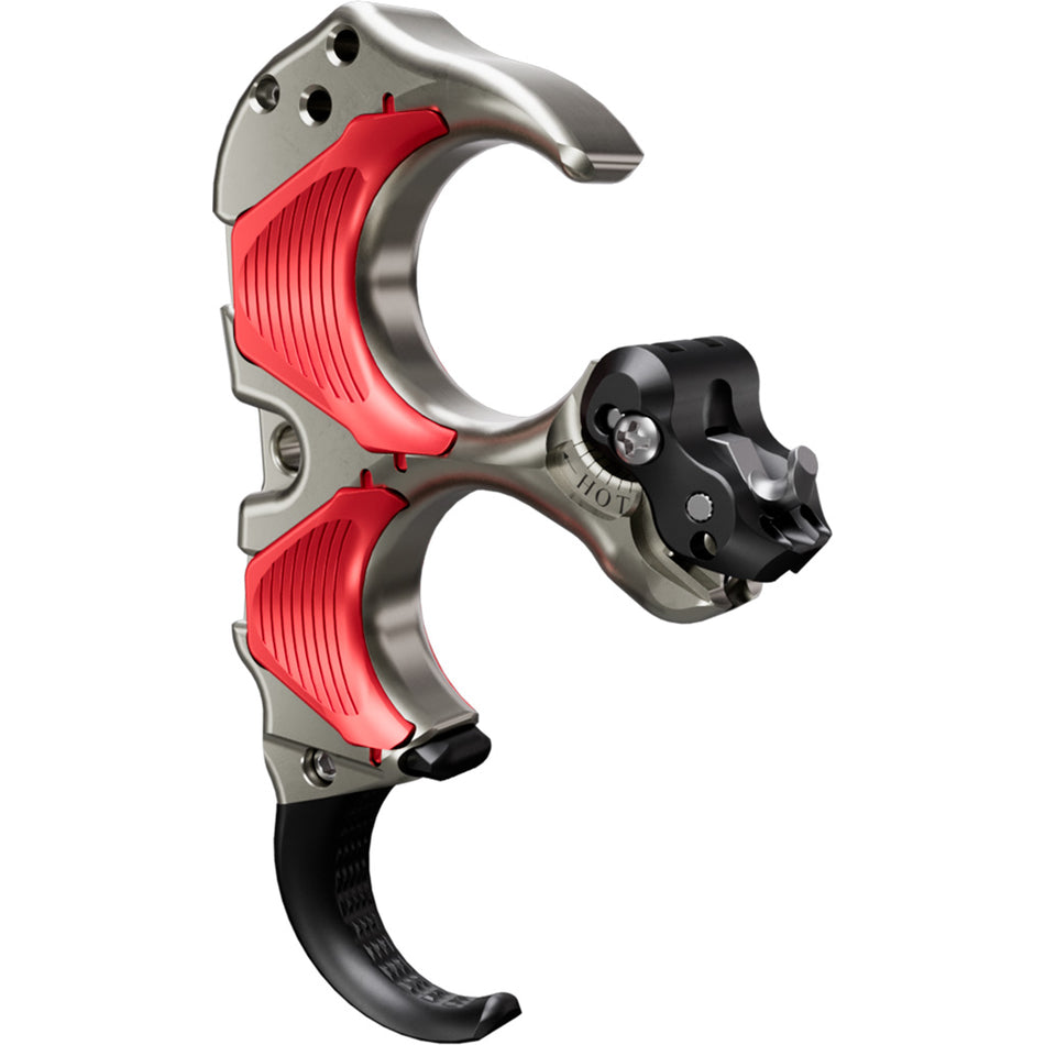 Tru Ball Aileron HBC Flex Medium 3-Finger Archery Release, Red/Quick Silver Brass