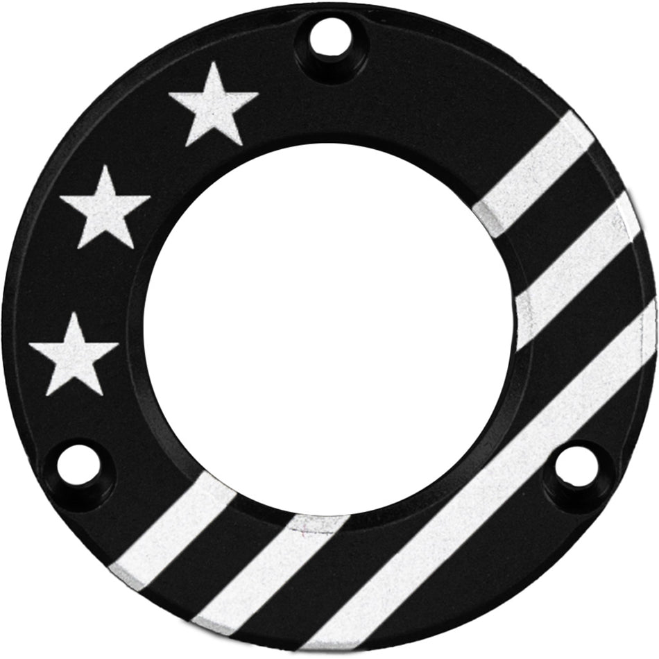 Axcel Driver Black Hubcap Made In USA Engraved Patriotic Pattern