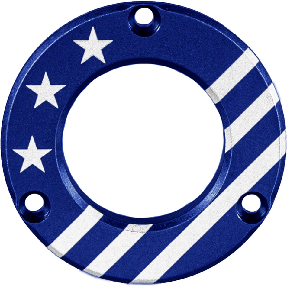 Axcel Driver Blue Hubcap Made In USA Engraved Patriotic Pattern