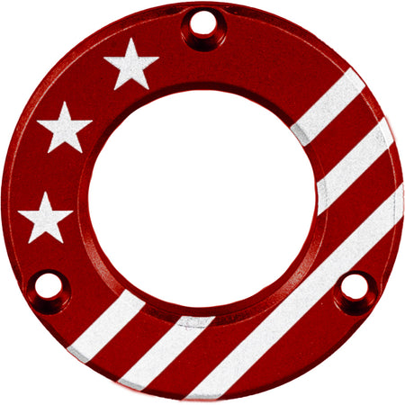 Axcel Driver Red Hubcap Made In USA Engraved Patriotic Pattern