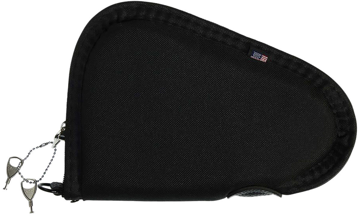 Allen 748 Locking Pistol Case 8" Black Endura with Foam Padding, YKK Zippers & Two Keys