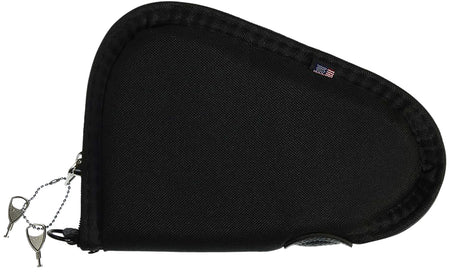Allen 748 Locking Pistol Case 8" Black Endura with Foam Padding, YKK Zippers & Two Keys