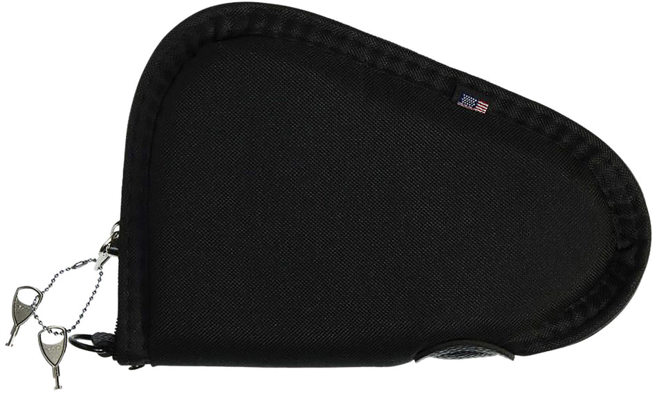 Allen 748 Locking Pistol Case 8" Black Endura with Foam Padding, YKK Zippers & Two Keys