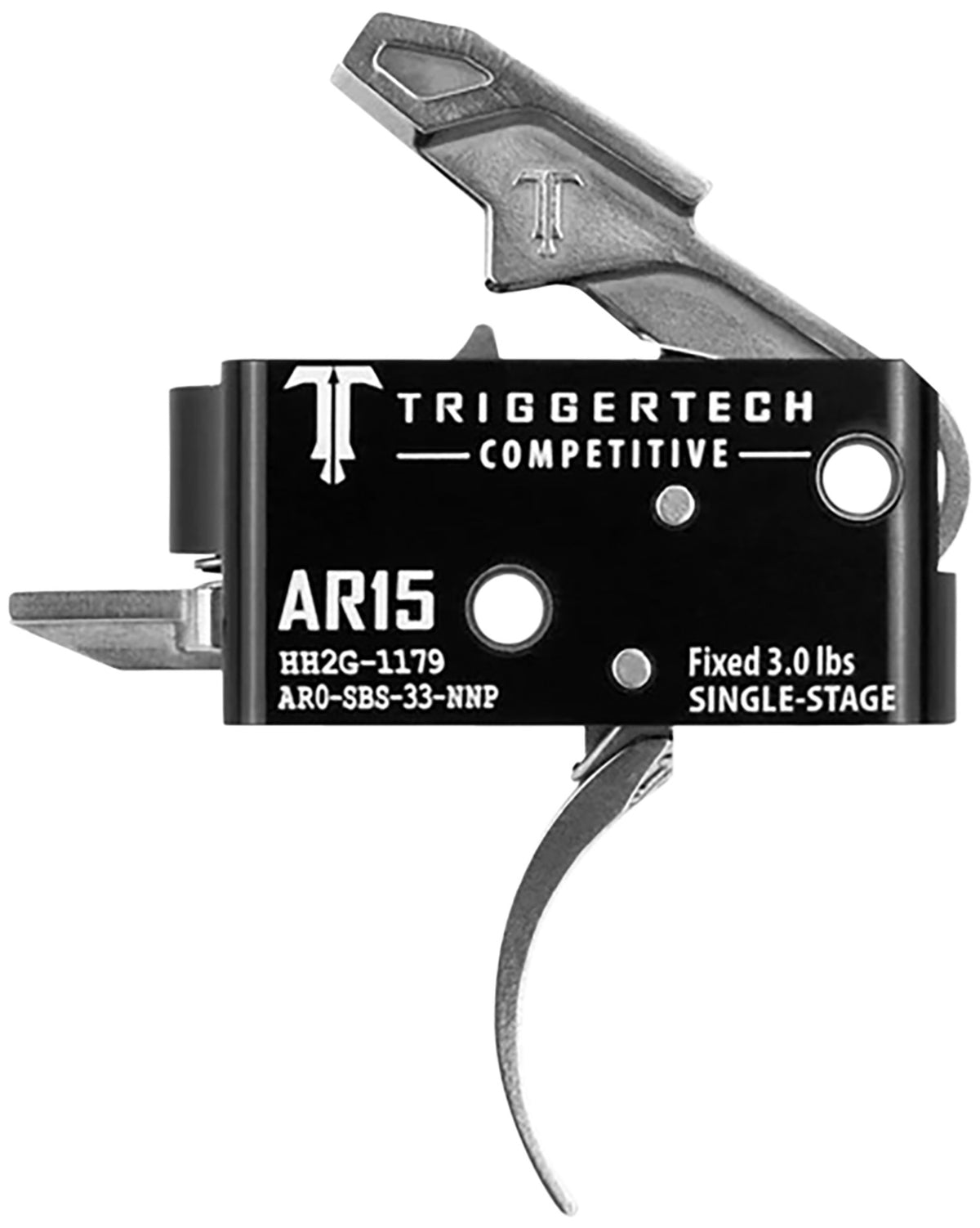 AR-15 Competitive Pro Curved Single-Stage Stainless Trigger by TriggerTech, 3 lbs Fixed Pull Weight