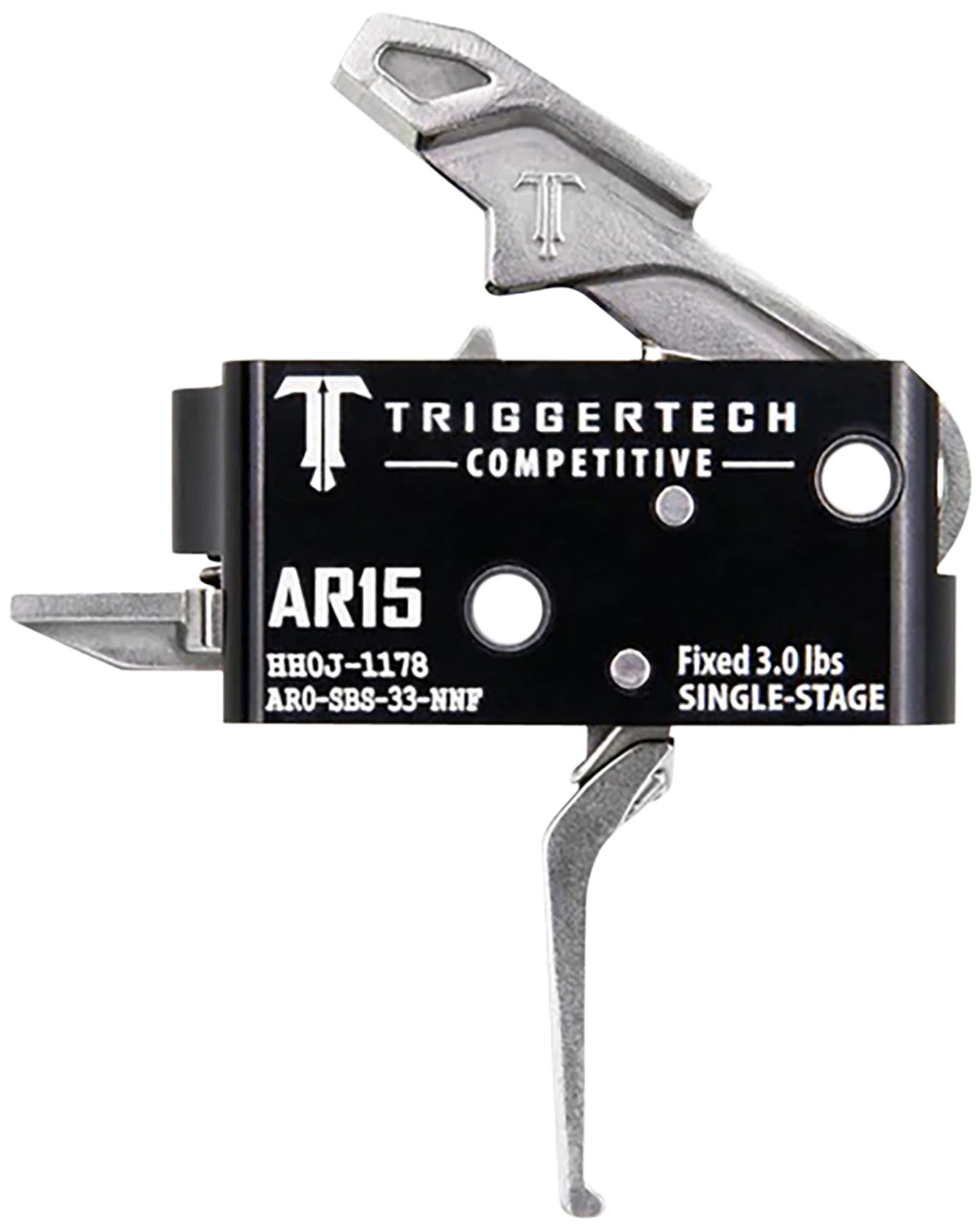 AR-15 Competitive Stainless Flat Single-Stage Trigger by TriggerTech, 3 lbs Fixed Pull Weight