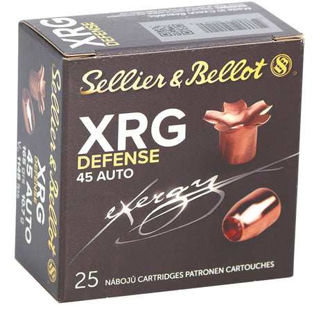 Sellier & Bellot (S&B) XRG Solid Copper Hollow Point 165 Grain .45 ACP/Auto 1148 fps