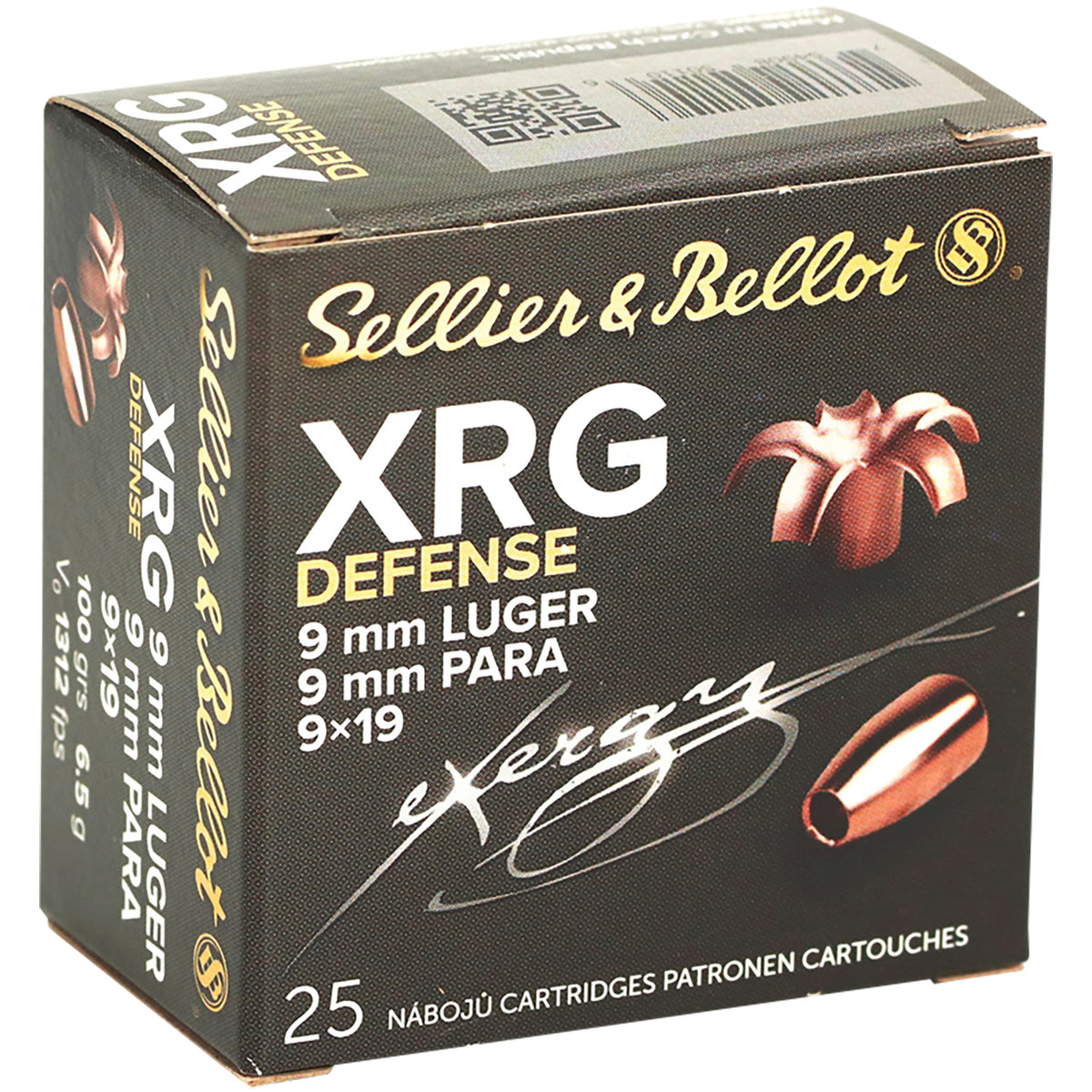 Sellier & Bellot (S&B) XRG Solid Copper Hollow Point 100 Grain 9mm Luger/Parabellum 1312 fps