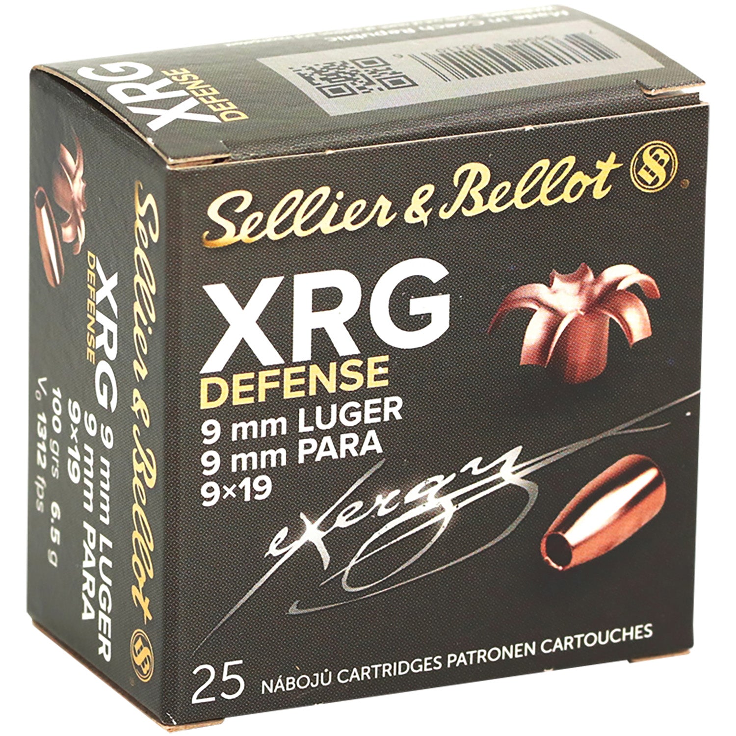 Sellier & Bellot (S&B) XRG Solid Copper Hollow Point 100 Grain 9mm Luger/Parabellum 1312 fps