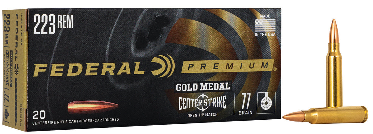 Federal Premium Gold Medal Open Tip Match 77 Grain .223 Remington 2720 fps
