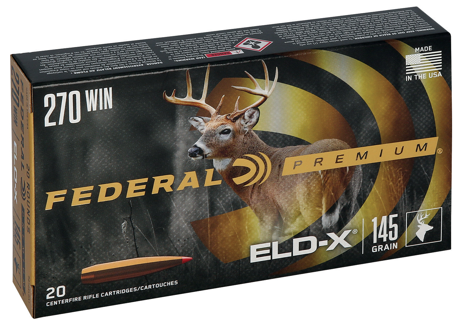 Federal Premium ELD-X Extremely Low Drag-eXpanding 145 Grain .270 Winchester 2890 fps