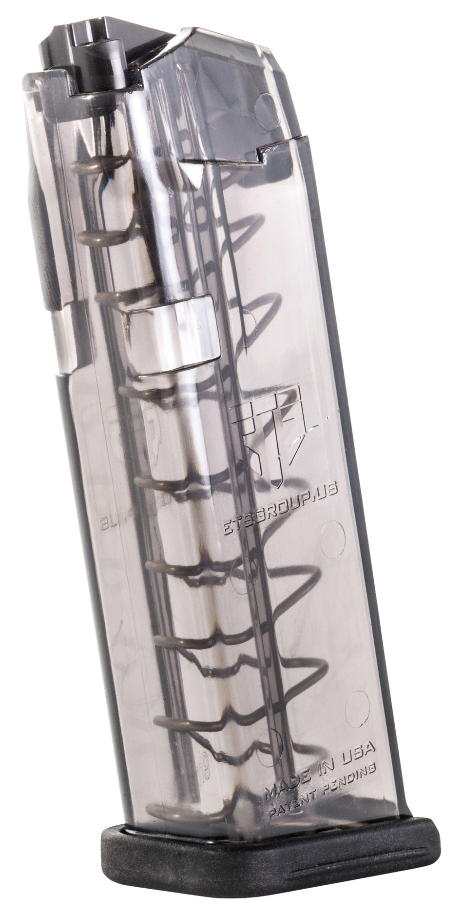 ETS 9mm 10-Round Limited Glock 19/26 Compatible Smoke Polymer Pistol Magazine SMKGLK1910