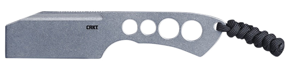CRKT Razel Chisel 2" Fixed Plain Stonewashed Stainless Blade Skeletonized Silver Handle with Cord Fob and Sheath