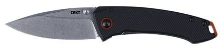 CRKT Tuna Compact 2.73" Folding Plain Stonewashed SS Blade Black G10 and Stainless Handle with Pocket Clip