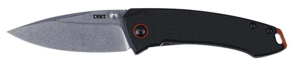 CRKT Tuna Compact 2.73" Folding Plain Stonewashed SS Blade Black G10 and Stainless Handle with Pocket Clip