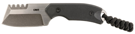 CRKT Razel Compact 2.32" Fixed Plain and Veff Serrated D2 Steel Blade Black G10 Handle with Cord Fob and Sheath