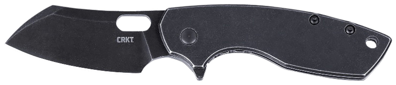 CRKT Pilar Large 2.67" Folding Plain Black Stonewashed Stainless Blade Frame Lock Stainless Handle with Pocket Clip