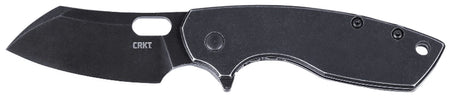 CRKT Pilar Large 2.67" Folding Plain Black Stonewashed Stainless Blade Frame Lock Stainless Handle with Pocket Clip