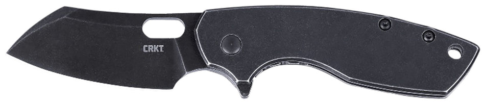 CRKT Pilar Large 2.67" Folding Plain Black Stonewashed Stainless Blade Frame Lock Stainless Handle with Pocket Clip