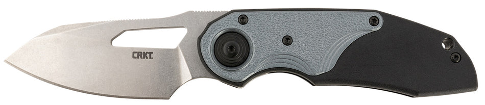 CRKT Attaboy 2.73" Assisted Opening Folding Knife Stonewashed D2 Steel Blade Black and Silver GRN Handle with Pocket Clip