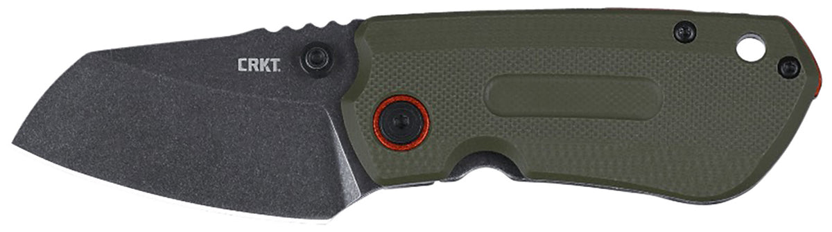 CRKT Overland Compact 2.24" Folding Stonewashed D2 Blade Green G10 Orange Accent Handle Frame Lock with Pocket Clip