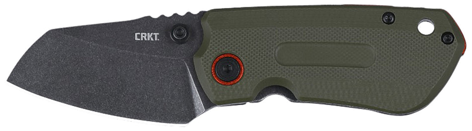 CRKT Overland Compact 2.24" Folding Stonewashed D2 Blade Green G10 Orange Accent Handle Frame Lock with Pocket Clip