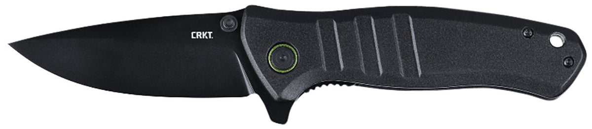 CRKT Dextro 3.18" Folding Drop Point Plain Black TiNi D2 Steel Blade Black Aluminum Handle Frame Lock with Pocket Clip