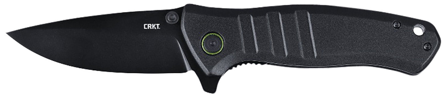 CRKT Dextro 3.18" Folding Drop Point Plain Black TiNi D2 Steel Blade Black Aluminum Handle Frame Lock with Pocket Clip