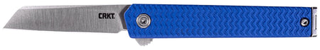 CRKT CEO Microflipper 7083 2.21" Satin 12C27 Sheepsfoot Flipper Folder, Blue Aluminum Handle, Silver Accents, Adjustable Clip