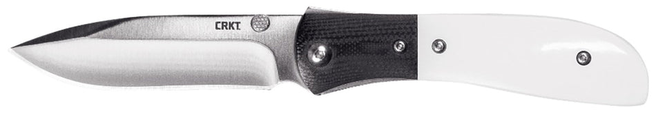 CRKT M4-02M 3.25" Assisted Opening Folding Knife, Plain Satin Blade, White Fiber/Black G10 Bolster Handle, Pocket Clip