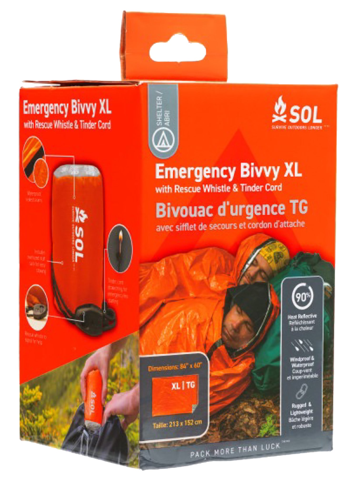 AMK SOL XL Emergency Survival Bivvy - Windproof Waterproof Orange Two-Person Shelter