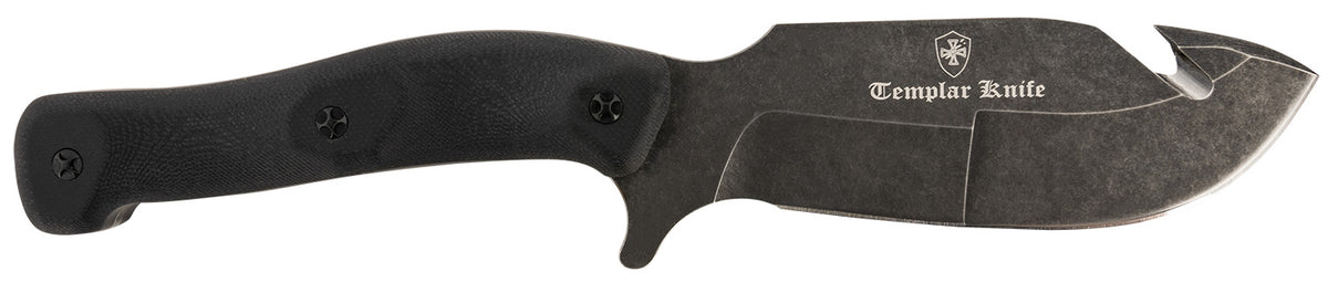 Templar Knife HBK321 Fixed Gut Hook Field Dressing Knife 4.60" D2 Steel Blade with Black G10 Handle