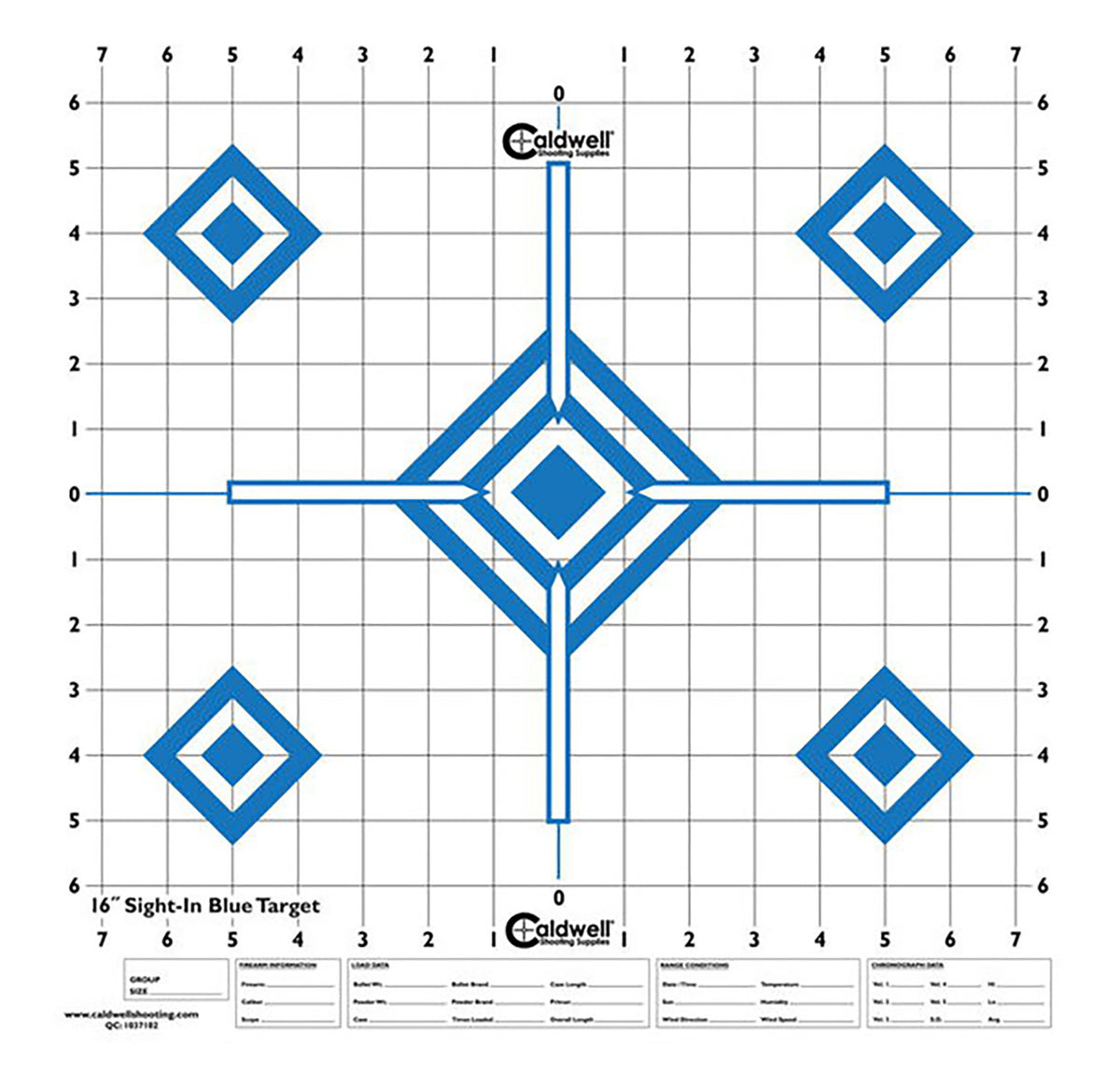 Caldwell Diamond Blue Self-Adhesive Recycled Paper Target with 1 Inch Grid 16" 10 Pack